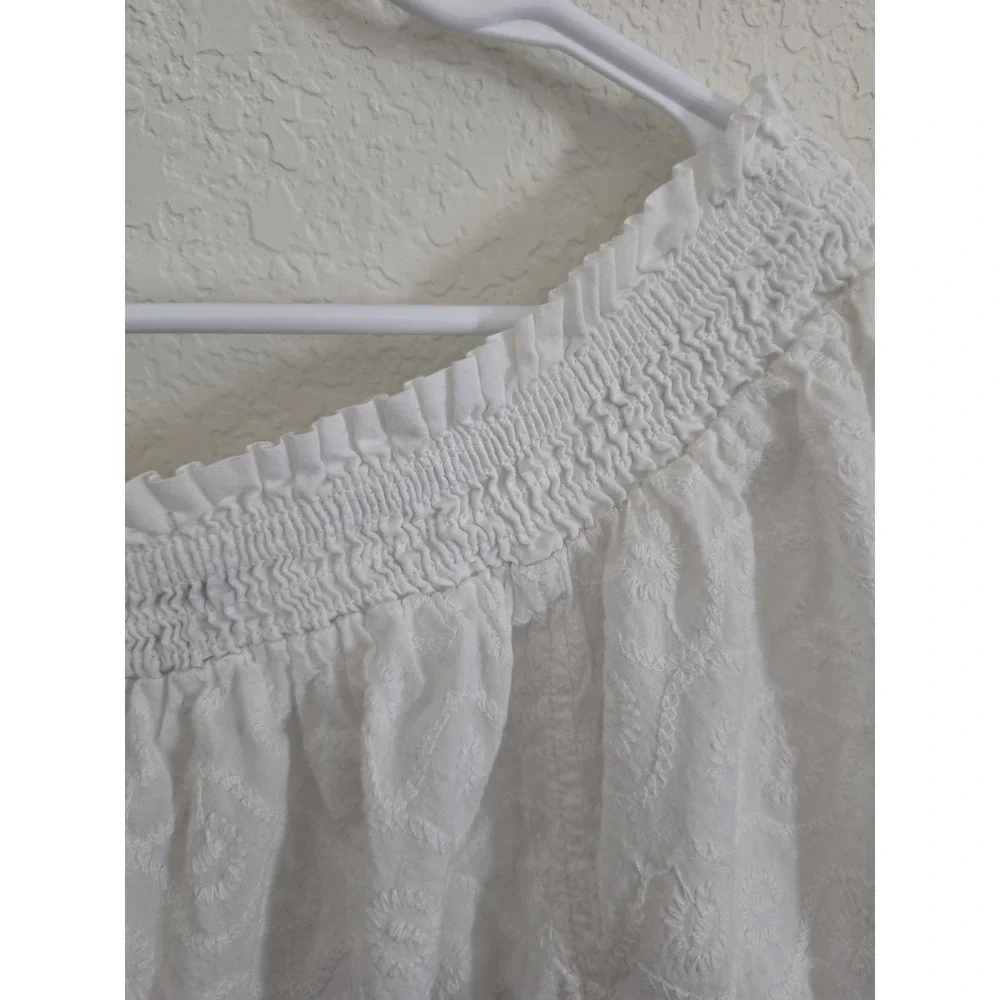 Indigo Rose Women's Flowy Embroidered Smocked Top 2X Sheer Top Festival Boho‎